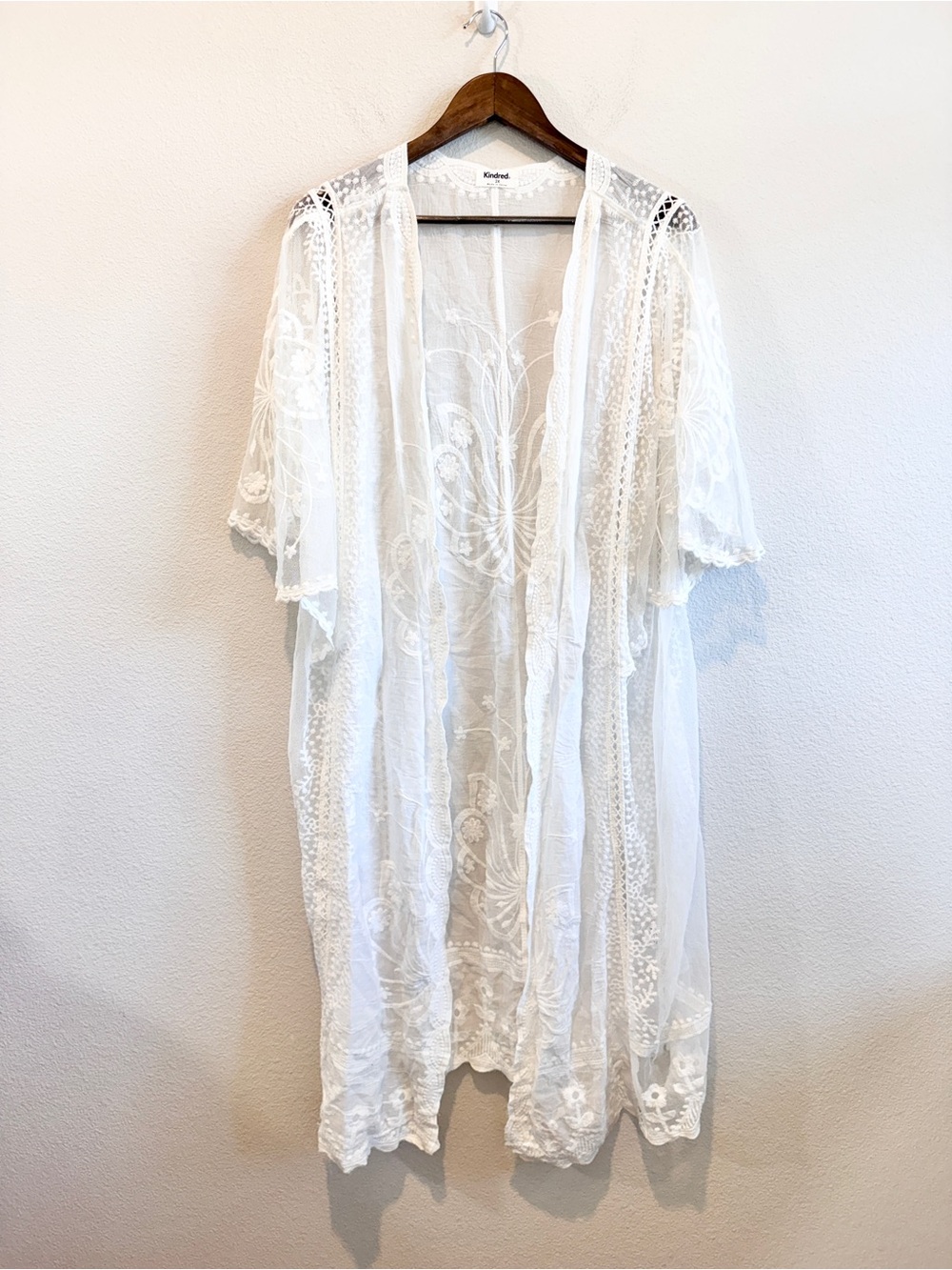 Kindred Lace Kimono Duster Boho Festival Sheer Embroidered Cottagecore 2X C65 - Picture 2 of 10